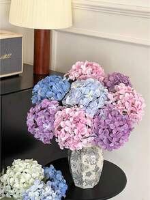 1 Piece Of Artificial Hydrangea, Silk Flower, Fake Flower, Fake Hydrangea, Flower Arrangement, Home Decoration, Wedding Decoration, Party Supplies, Centerpiece, Bouquet, Artificial Flower, Emperor Flower, Decoration, Artificial Flower - Multicolor - View 2