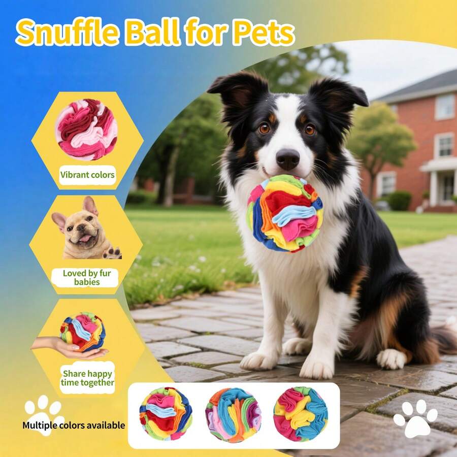 BJAYPET 1个彩色毛绒嗅探搜索益智球,中小型犬室内娱乐用气味玩具 - 彩色 - 查看 1