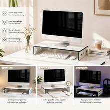1 pieza Soporte ergonómico para monitor de computadora, soporte multifuncional de escritorio para oficina, soporte para monitor con espacio de almacenamiento - capa - Ver 10