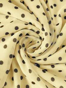 Vestido de verano de cola de pez con dobladillo largo y puntos polka de malla para mujer - amarillo ganso - Ver 4
