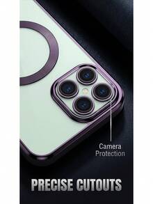 Phone Case: Luxury Plating Transparent Magnetic Wireless Charging Phone Case For IPhone Models 11 12 13 14 15 16 17 Pro Max Plus, Featuring A Clear Design That Is Shockproof And Includes A Lens Film. - Golden - View 8