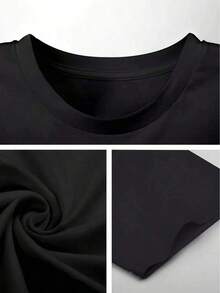 Camiseta para mujer, ropa de talla para mujer,% algodón, camisetas con estampado gráfico, conjuntos de verano para mujer, camiseta de manga corta con estampado de chica motociclista negra, camisetas para damas, ropa de calle, tops de verano, conjuntos de vacaciones, ropa de verano para mujer, conjuntos de primavera/verano para mujer, ropa casual para uso diario. - Negro - Ver 2