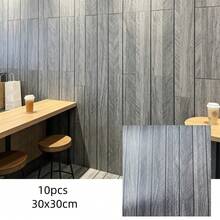 10片装新款格栅墙板加厚泡沫木纹自粘墙纸家居装饰公寓装修 - B - 查看 12