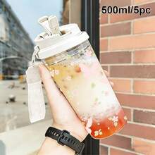 1個/5個 500ml 櫻花與蝴蝶圖案塑膠杯附吸管，冰咖啡果汁咖啡茶燕麥奶，透明冰咖啡杯配精緻粉色花卉與蝴蝶圖案，適合日常使用，女孩與自然愛好者的理想禮物 - 多色-蝴蝶玫瑰 - 查看 9