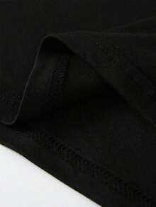 Vintage Character Print T-Shirt, Casual Short Sleeve Crew Neck Top, Suitable For Spring And Summer, Comfortable And Breathable, Suitable For All Seasons, Women's Clothing - Black - View 10