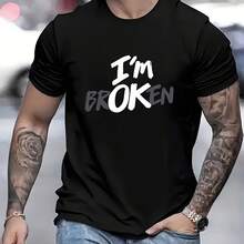 Parche de transferencia termoadhesiva de colores mixtos con letras "I'M Broken" para camiseta, jeans y decoración de mochila - Calcomanía lavable, paquete de 1 - Negro - Ver 2