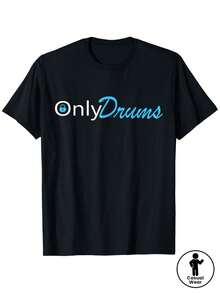 Camiseta de regalo Drums Solely para bateristas - Negra, unisex, talla S para adulto, manga corta, estilo moderno, temática musical, corte casual, ligeramente elástica, cuello redondo cómodo, camiseta casual de manga corta adecuada para uso en exteriores, una camiseta de manga corta adecuada para el hogar, uso diario, fiestas y viajes-perfecta como regalo para amigos o familiares. - Negro - Ver 1