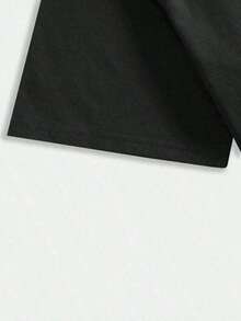 Camiseta deportiva casual impresa con cuello redondo, bolígrafo simple y gordo para hombres SUFO - Negro - Ver 4