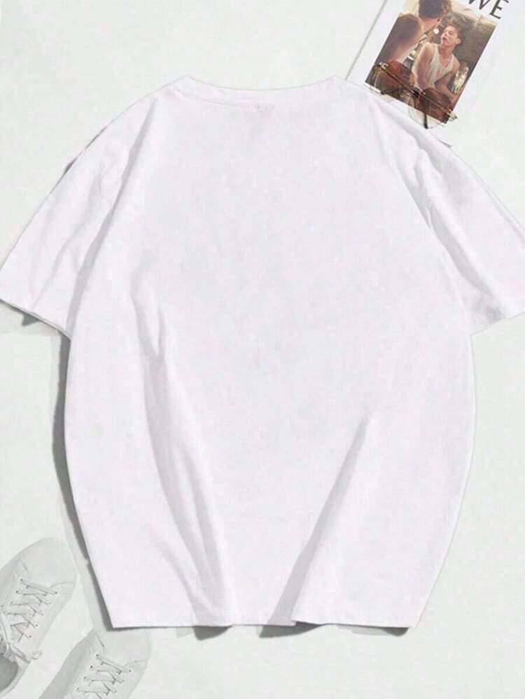 Men's Casual Printed Crew Neck Sports T-Shirt, Simple And Thick Pen Design HN00 - trắng - Xem 3