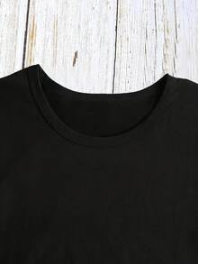Women's Casual T-Shirt, Loose And Comfortable For Summer, Portuguese Custard Graphic Print With Slogan "Keep Calm & Have Pastries", Breathable Round Neck, Ideal For Travel Souvenirs And Casual Wear, Fun Design, Soft Texture, For Pastry Lovers - 黑色 - 查看 4