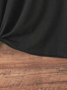 1 pieza de camiseta de mujer con estampado de zorro, estilo casual, manga corta, cuello redondo, para verano, 210g, 100% algodón, los diseños están impresos. Unisexo. - Negro - Ver 4