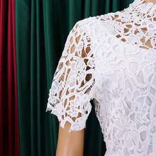 New Women's Jumpsuit European American Style Hollow Lace Short Sleeve High Waist Lace-Up Wide Leg Sexy - 白色 - 查看 6