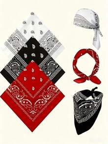 10/6 chiếc khăn bandana polyester họa tiết Paisley phong cách Hip-Hop, thích hợp cho hoạt động ngoài trời, đạp xe, dành cho nam và nữ, khăn vuông, khăn trùm đầu, khăn bandana lớn phong cách đường phố, hip-hop, kích thước 52*52CM. - Nhiều màu - Xem 2