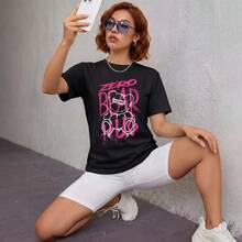 New Women's Summer T-Shirt With Graffiti Bear Print, Short Sleeve, Loose Fit, Versatile, Pure Cotton, Casual Style - 白色 - 查看 4