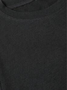 Conjunto de verano moderno para mujer con camiseta de manga corta y cuello redondo - Negro - Ver 4