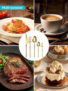 5 pezzi/20 pezzi/30 pezzi Set di posate in acciaio inossidabile, adatto per casa, cucina, ristorante, hotel, matrimonio, regalo di Natale - - - Visualizzare 6