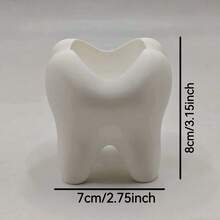 1件 3D可愛牙齒造型陶瓷牙刷架，大號白色多功能浴室洗漱台收納架，可放置牙刷與牙膏，雙用途裝飾花瓶盆栽盆，可愛桌面擺飾，適合秋季與開學季居家浴室裝飾 - 彩色 - 查看 9