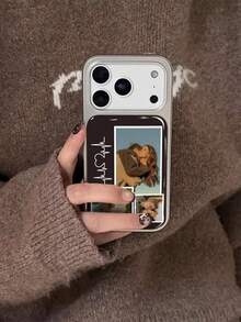 1pc Customized 3-Photo Phone Case, Heartbeat Line Couple Design, Electroplated Soft Gel Phone Case Compatible With Iphone 17 Pro Max/16 Pro Max/15/14 Plus/13 Pro/12 Pro Max/11, New , Fashionable, Colorful, Cute, Fun, Minimalist, Matching Phone Case, Personalized, Unique, Ideal Gift For Boyfriend, Grandparents - Multicolor - View 4