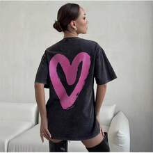 Camiseta de manga corta estilo americano, de longitud media, casual, retro, lavada y desgastada, 100% algodón, elegante para uso diario. - Blanco - Ver 3