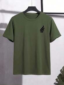 Camiseta de manga corta con cuello redondo y diseño sencillo para hombres - Rojo - Ver 8