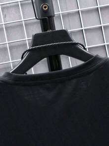 Camiseta casual de manga corta con cuello redondo y estampado gráfico de la Mona Lisa, talla, para verano NMJH - Negro - Ver 6
