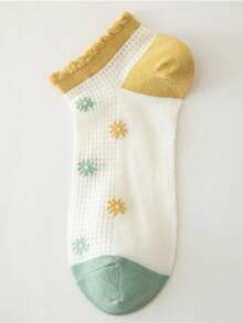 5 Pairs Random Summer Thin Floral Lace Low-Cut Breathable Cotton Socks - Multicolor - View 10