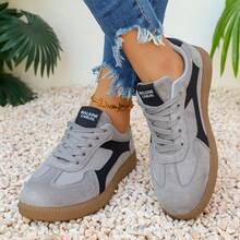 Retro German-Style Lace-Up Casual Sneakers, Versatile For Daily Commute And Sports - Grey - View 5