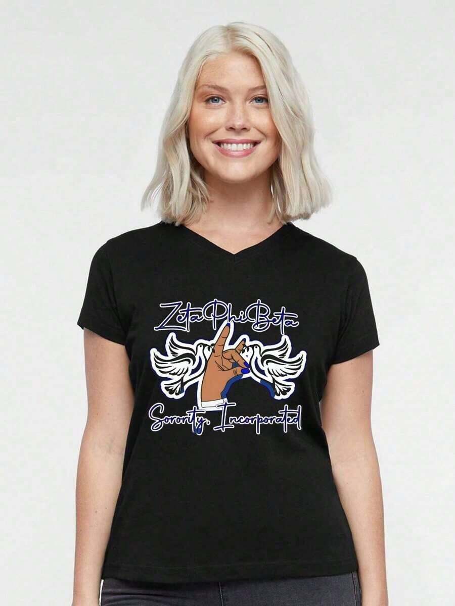 Women's 1920s Style V-Neck T-Shirt, Casual, Retro, Fashionable, Short Sleeve For Spring/Summer, With Cheetah Graphic Print, Women's T-Shirts, Wonderful Gift For A Friend, Everyday Outfit, Versatile And Fashionable. - 黑色 - 查看 1