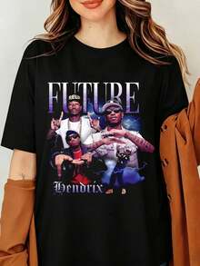 Future Hendrix Rapper T-Shirt, 90s Retro Hip-Hop Music Merchandise Shirt, Nayvadius DeMun Cash - Black - View 6