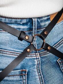 Bộ đồ lót gợi cảm màu tối dành cho nữ, gồm corset thắt eo và dây nịt đùi, thích hợp cho các bữa tiệc hóa trang. - màu đen - Xem 4