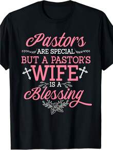 Un pastor es especial, pero la esposa de un pastor es aún más valiosa~Camiseta~Abrir en nueva pestaña - Negro - Ver 6