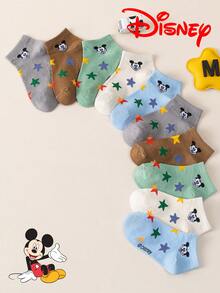 Disney 10/5/1 双儿童彩色船袜，迪士尼图案，印有有趣的卡通星星，适合夏季穿着，欧美尺码，舒适透气，经久耐穿，色彩缤纷，方便搭配，不闷热，多色儿童袜，返校必备，精美礼物 - 彩色 - 查看 15