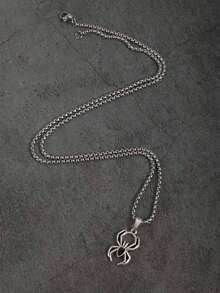 Collar con colgante de araña de estilo punk retro con rhinestones, cadena de cuerda de acero inoxidable, collar elegante minimalista para hombres y mujeres, collar gargantilla de diseño de lujo, collar de cadena cruzada de estilo hip hop para hombres - Negro - Ver 5