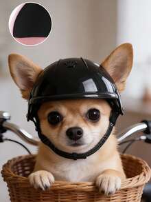 1pc Pink Pet Helmet, Suitable For Dogs And Cats, Motorcycle Style Outdoor Sports Pet Headwear Accessory - Multicolor - View 2