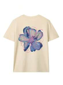 Set de 3 camisetas de mujer de manga corta con cuello redondo y estampado floral, de estilo casual y versátil, color rosa - Gris Oscuro - Ver 8