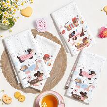 1pc/2pcs/4pcs Adorable Towels Featuring Dachshund, Letter And Music Note Prints. Soft In Texture, Excellent Water Absorption And Fast Drying Performance. Washable And Practical For Kitchen, Bathroom And All Home Scenes - Multicolor - View 13