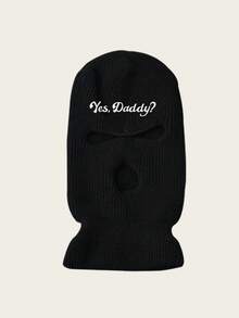 1pc Yes Daddy Ski Mask, Knitted Warm Three-Hole Hat, Cycling And Cold Protection - Three Holes YES - View 3