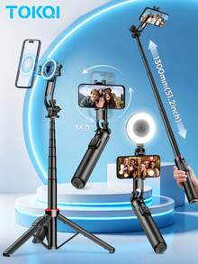 130CM/51.18IN Magnetic Phone Holder Extendable Selfie Stick With Tripod Stand,Wireless Remote,Portable Selfie Artifact For Travel Compatible With IOS Android Mobile Phone Suitable For Handheld Selfie,Vacation,Travel,Outdoor Activities,Live Streaming - 彩色 - 查看 12