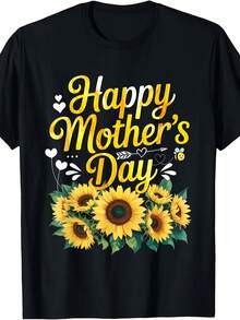 1 T-Shirt For Mother's Day, Black Round Neck T-Shirt, Suitable For Mother's Day, Father's Day, Easter, Valentine's Day, Anniversaries, Valentine's Day Gift, Unisex. - Black - View 1