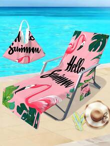 1pc Flamingo Pattern Beach Chair Cover Towel - Modern Style Polyester Fabric Pool Lounge Chair Cover With Convenient Pocket - Lightweight Quick-Dry Towel For Beach, Swimming Pool, Camping, Picnic, Best Gift For Family And Friends, Suitable For All Seasons - Multicolor - View 1