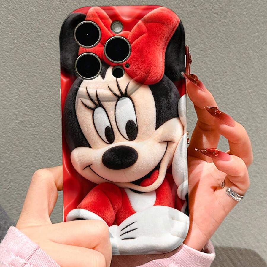 Disney Minnie Mouse Phone Case, Official Disney Minnie Mouse Character Design, Close-Up Minnie With Red Bow On Red Background Protective Cover. Compatible With IPhone 17, 16, 15, 14, 13, 12, 11 Pro Series, Featuring A Plush-Style Minnie In A Red Polka Dot Dress With A Big Bow, Perfect For Disney Fans And Minnie Lovers To Showcase Their Favorite Character, Ideal For Birthdays, Holidays, Anniversaries, Graduation Gifts, Or Any Special Occasion To Surprise Family, Friends, Classmates, And Loved Ones. - trắng - Xem 1