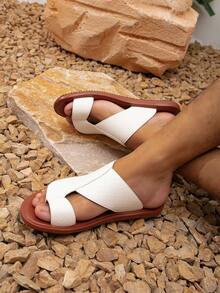 Sandalias de estilo árabe para hombres, zapatos de playa blancos, pantuflas - Blanco - Ver 2