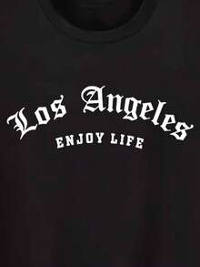 Men's Letter Print T-Shirt - Black - View 7