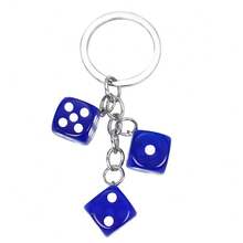 1pc Fashionable Multi-Color Dice Combination Keychain, Street Style Lightweight Portable Keyring Decoration, Practical Small Gift For Friends Birthday, Unisex - Multicolor - View 9