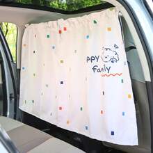 1 pieza Cortina para ventana de coche con estampado de dibujos animados, pantalla solar retráctil de doble capa, protección de privacidad, aislamiento térmico, variedad de patrones disponibles - A - Ver 14