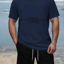 Men's Retro-Style Casual Summer Two-Piece Set With Exquisite Scroll Decoration, Lightweight And Breathable Fabric - 綠色 - 查看 4