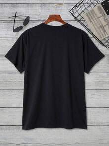 Manfinity Dauomo Hombres Camiseta estampado de cráneo - Negro - Ver 2