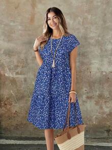 Vestidos de verano para mujer, vestidos vintage para mujer, vestidos de verano para mujer, vestidos de verano para mujer, vestidos midi para mujer - azul real - Ver 3