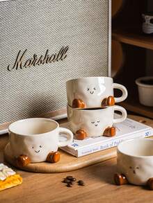1pc Cute Cartoon Footprint Ceramic Cup, Underglaze Colorful Niche Coffee Mug With Creative Design, Suitable As Breakfast Milk Cup, Daily Tea Cup Or Gift, Perfect For Birthday, Christmas Present - Multicolor - View 1