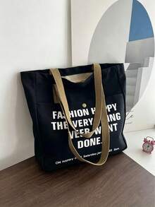 Canvas Tote Bag For Women, Versatile Shoulder Bag With Large Capacity, Suitable For School, Commuting, Daily Use - Multicolor - View 5